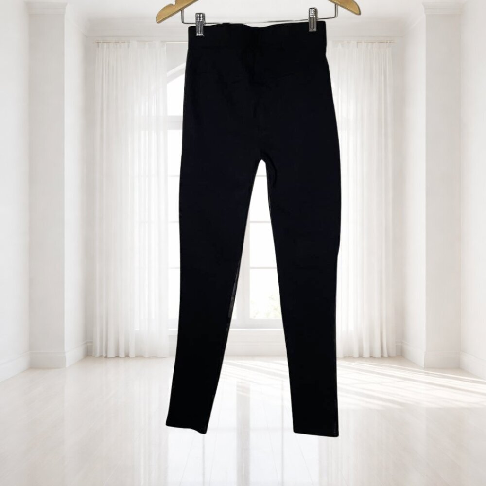 Julia Faux Leather Moto Pull On Pants S/M Black Edgy Minimalist Biker Leggings - Picture 3 of 12